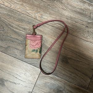 Coach ID lanyard with floral pattern